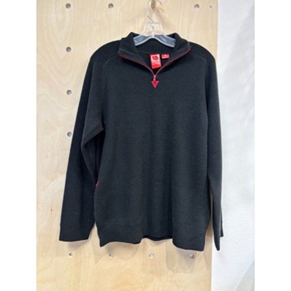 Burton Black Raglan Sleeve High Neck 1/4 Zip Tight Knit Pullover Sweater Size M